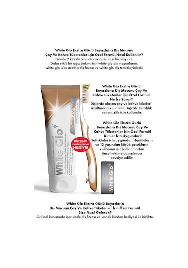 White Glo Çay & Kahve Tüketenlere Özel Beyazlatıcı Diş Macunu 150 G + Diş Fırçası