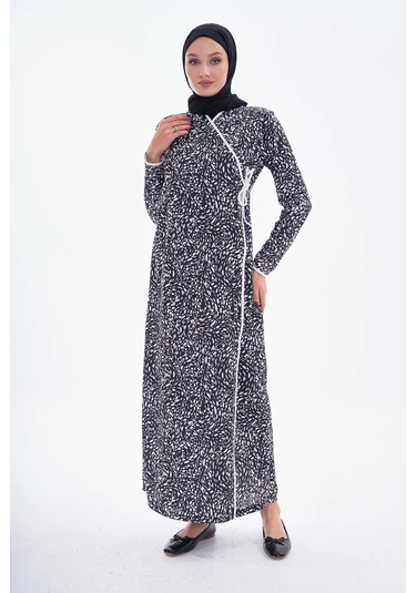 Puantiyeli Yandan Bağlamalı Namaz Elbisesi-21006 Gül Kurusu