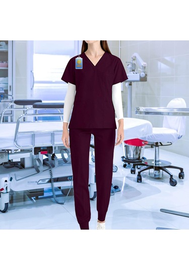 Suntek Hemşirelik Üniformaları Fırçalama Xxl-koyu-kırmızı
