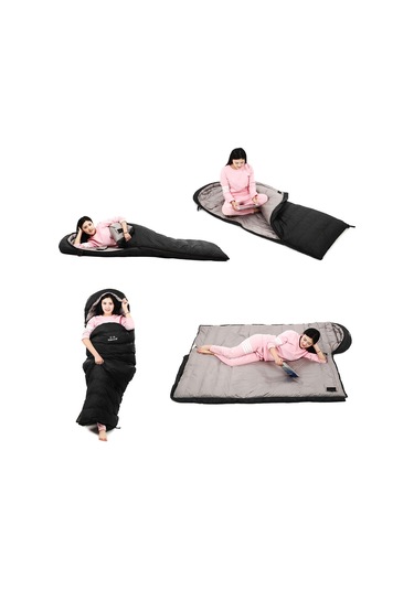 600g Kuş Tüyü Uyku Tulumu Beyaz Kaz Tüyü Siyah Siyah