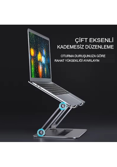 Çelik Düz Model Katlanır Laptop Standı Dizüstü Bilgisayar Tablet
