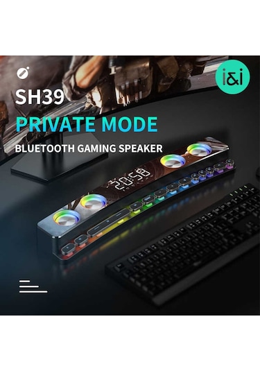 Soaiy SH39 Kablosuz Bluetooth Gaming Hoparlör RGB Oyuncu Hoparlörü Dijital Gösterge & Mekanik Tuşlu - ZORE-219097