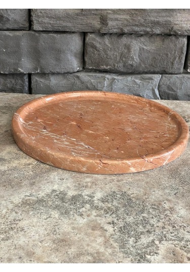 Gül Pembesi Mermer Tepsi 26x3 Beyaz