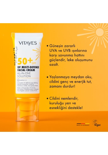 Vitayes Yüksek Koruyucu Yüz Güneş Kremi SPF50+ 50 ML