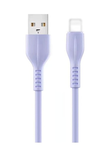 İos Uyumlu Cihazlar İçin 2a Hızlı Şarj Ve Veri Transfer Kablosu, Silikon Malzeme, 1 Metre Uzunluk, Mor