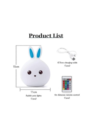 Opulentliving Bebek Tavşan Gece Lambası, Şarj Edilebilir, Çok Renkli Yürü, Rahatlatıcı Işık Çok Renkli