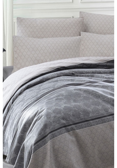 Enlora Home Doğal Pike Baskılı Tek Kişilik Creative Gri