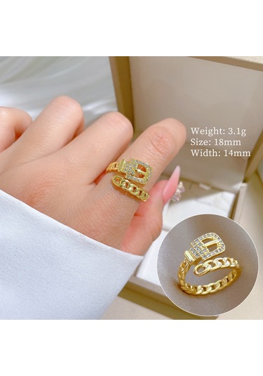 Geometrik Elmas Taşlı Yuvarlak İnci Yüzük No.103 Çok Renkli