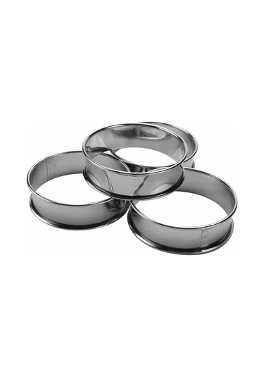 Sointeresting Çift Rulo Tart Halkaları, İngiliz Muffin Halkaları Profesyonel Çörek Halkaları 4'lü Set Gümüş