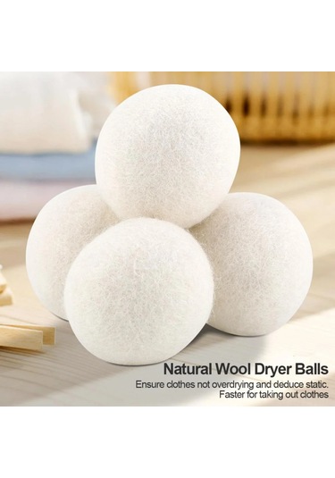 Teltree 6 Adet 6cm Organik Yün Kurutma Topları - Doğal Kumaş Yumuşatıcı, Yeniden Kullanılabilir, Enerji Tasarrufu Sağlar