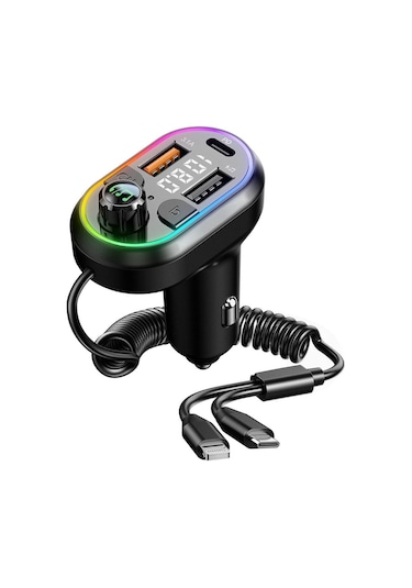 S-link Sl-bt307 Çift Usb 5v 3.1a/1a Led Işıklı Siyah 2 İn 1 C Port + İphone Bluetooth Fm Transmitter