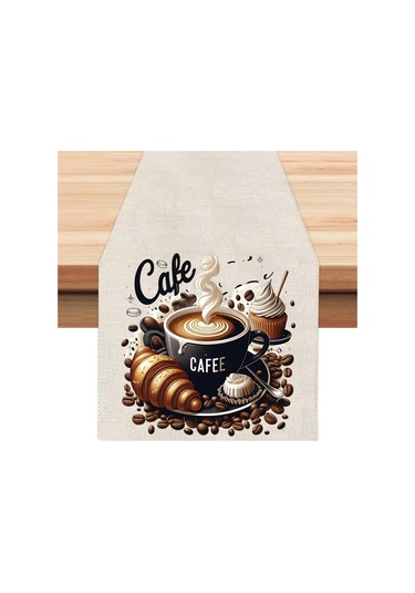 Cafe Love Runner, Runer, Masa Örtüsü, Sofranıza Zarafet Katın Runner, Masa Örtüsü Krem