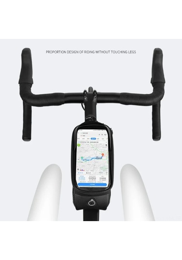 Moveevo Erkek Kadın Bisiklet Çantası, Pvc Materyal, Su Geçirmez Dokunmatik Ekran, 23x11cm, Beyaz Işıklı, Dağ Bisikleti Üst Boru Çantası Beyaz