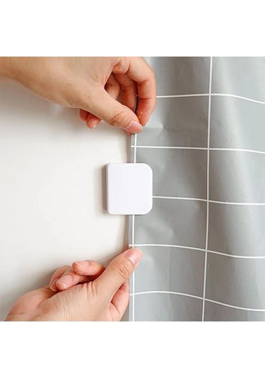 Geeksen Banyo Perde Tutucu Seti 2 Adet - Su Geçirmez Otomatik Yapışkan Kanca İle Sağlıklı Ve Konforlu Banyo Ortamı Beyaz