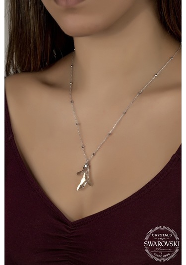 Union Swarovski Crystal Kadın Silver Shade Mercan Gümüş Kolye