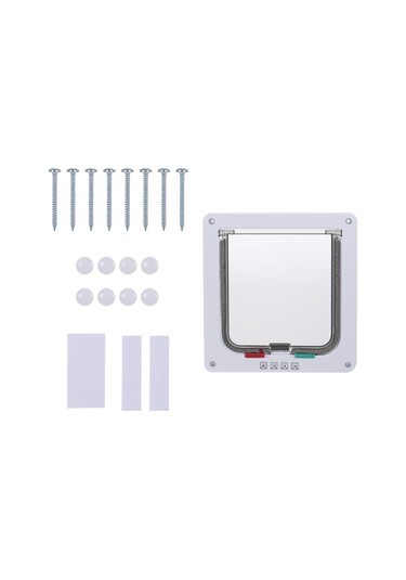 Vkemall Küçük Boy Beyaz Evcil Hayvan Kapısı - Kedi Köpek İç/harici Kullanım - Giriş-çıkış Kontrolü - Sessiz Ve Güvenli