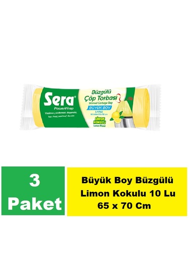 Sera Çöp Torbası Limon Kokulu Büyük Boy 65 X 70 Cm 3 X 10 Lu
