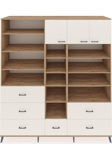 Kronos Dolap 17 Raflı 6 Çekmeceli 3 Kapaklı 220x59x243 Çam-aytaşı/aytaşı Aytası/aytası