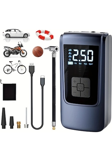 Willowhaven Kablosuz Taşınabilir 150psı Led Ekranlı Şarj Edilebilir Araba Motosiklet Bisiklet Lastik Pompası