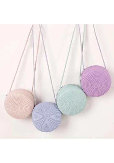 Sevimli Çocuklar Kız Omuz Çantaları Saman Katı Güzel Mini Tatil Çanta Crossbag Pink Pink