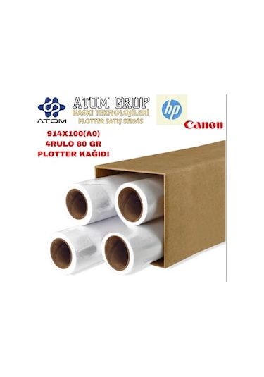 Atom Plotter Kağıdı 914 Mm x 100 Mt 4 Lü Rulo 1 Koli Hp Bayiden