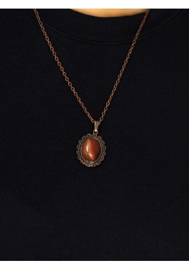 Doğal Taş Yemen Akik Doğal Taşlı Kadın Doğal Taş Otantik Kolye Euk27byma Turuncu