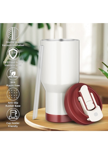 Sones Paslanmaz Çelik Araba Kahve Kupası Çift Duvarlı Vakumlu Soğuk Tutma Yalıtımlı Kupa Boyun Askılı, Kapasite: 600ml