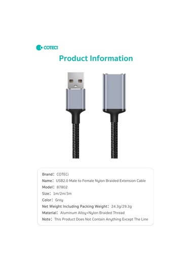 Usb Uzatma Kablosu Dişi Erkek Usb 2.0 Data Şarj Yazıcı Klavye Mouse Uzatıcı Örgülü 2 Metre