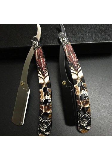 Erkekler Profesyonel Berber Jileti Manuel Tıraş Düz Kenar Paslanmaz Çelik Tıraş Black And Blade