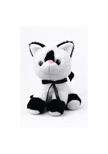 Peluş Oyuncak Oturan Kedi Çift Renkli 30 Cm Siyah - Beyaz