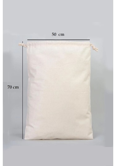 Kanvas Çok Amaçlı Kirli Çamaşır Torbası 50x70 1 Adet Açık Bej