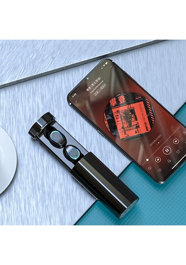 F9-6 Tws Cvc8.0 Gürültü Önleyici Dokunmatik Bluetooth Kulaklık, Pull-out Silindirik Şarj Kutusu, Destek Led Güç Dijital Ekran Ve Çağrı Ve Siri Siyah