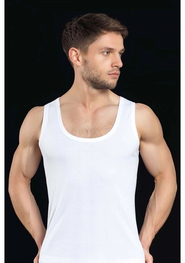 Erkek Ribana Atlet 6'lı Paket Beyaz %100 Pamuk 05 Gri