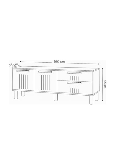 Dia Konsol 2 Kapaklı 3 Çekmeceli Atlantik Çam Krem 160x80x43,5 Cm