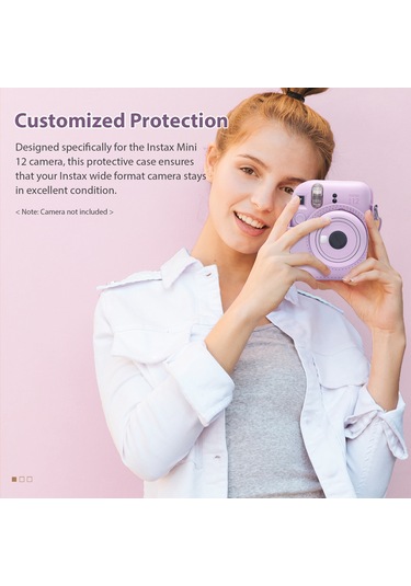 Maiyame Fujifilm Mini 12 İçin Yeşil Pu Kamera Kılıfı - Manyetik Kilitli Ve Ayarlanabilir Askılı Kemerli Koruyucu Çanta