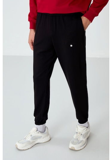 Tommy Life Kırmızı - Siyah Casual O Yaka Lastik Paça Pamuklu Erkek Oversize Eşofman Takımı - 85120 Kırmızı - Siyah