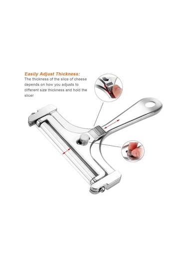 Ayarlanabilir Kalınlığa Sahip Peynir Dilimleyici - Cheddar Gruyere Raclette Mozzarella Peynir Bloğu İçin Tel Peynir Kesicili Paslanmaz Çelik Peynir Kesici Gümüş Ayarlanabilir Kalınlığa Sahip Peynir Dilimleyici - Cheddar Gruyere Raclette Mozzarella Peynir Bloğu İçin Tel Peynir Kesicili Paslanmaz Çelik Peynir Kesici Gümüş