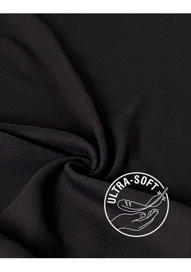 Pamuklu Kaşkorse V Yaka Body Sweatshirt, Fitilli Kumaş Likralı Bluz, Asker Yeşili Badi SIYAH