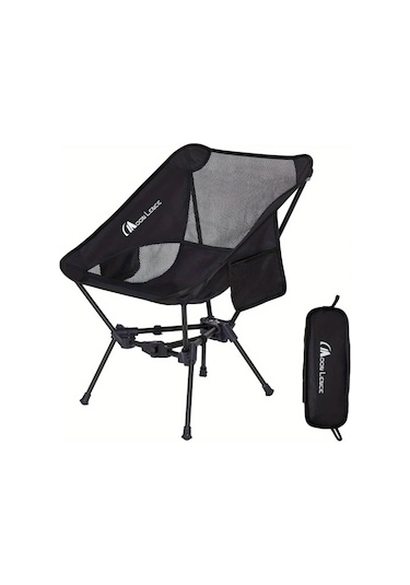 Dashanshop Ultrahafif 4 Nesil Moon Lence Kamp Sandalyesi Siyah Kompakt Katlanabilir Aluminyum Cerceve Oxford Kumas Siyah