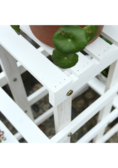 Ahşap Bitki Standı 3 Katmanlı Çiçek Vitrin Rafı Raf Kapalı Açık Neme Dayanıklı Saksı Tutucu Bahçe Ofis Dekorasyonu İçin