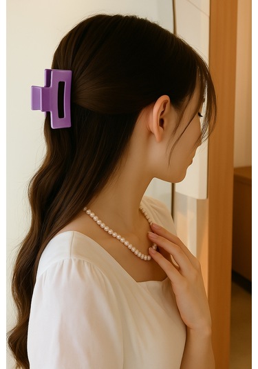 Mor Renk Televizyon Model Mandal Saç Tokası 11 Cm - Şık Ve Dayanıklı Mor