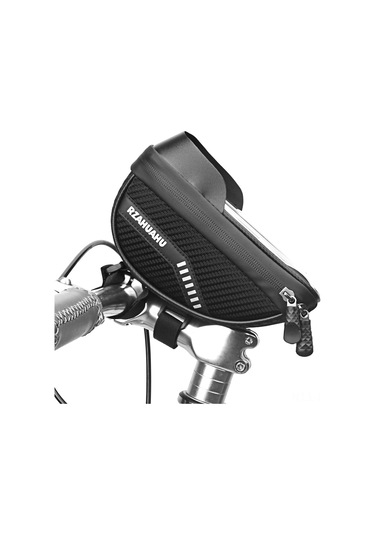 Youtek Bisiklet Ön Çubuk Telefon Çantası, Oxford + Tpu, 7.1" Dokunmatik Pencere, Hava Dayanıklı, Hızlı Kurulum Ya393 Siyah