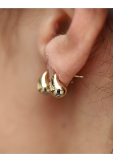 14 Ayar Altın 1 Cm Göz Yaşı Damla Küpe