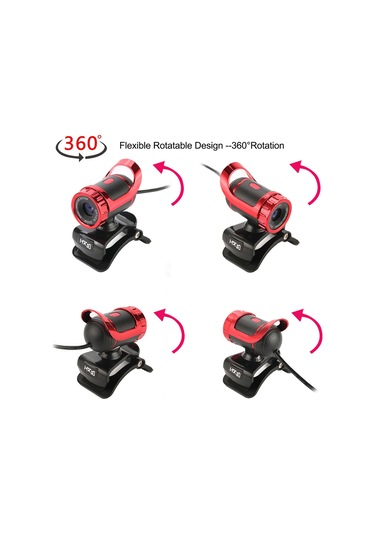 Geeksen S9 Usb 2.0 1080p Web Kamera, Pc Ve Laptop İçin Dahili Mikrofonlu Video Görüşme Aracı, Kırmızı