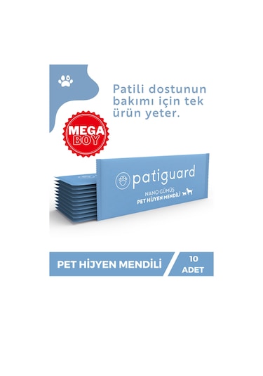 Patiguard Pet Hijyen Mendili Nano Gümüş Evcil Hayvan Pet 10 Adet