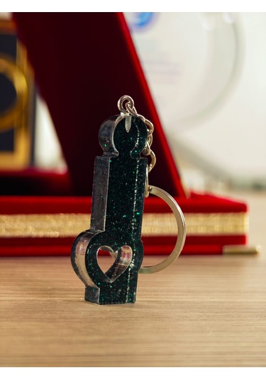 Harfli Anahtarlık Epoksi Kişiye Özel Yapım El Yapımı Harf Anahtarlık Kalp Model Özel Tasarım Hediyelik Ürün Kalp Desenli Simli Anahtarlık Altın - Beyaz