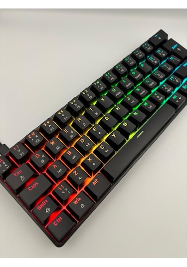 T60 Siyah Renk Mavi Switch Rgb Mekanik Kablolu Driverli Oyuncu Klavyesi T60 Mini Türkçe Q Klavye