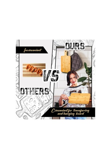 Liangmei Bambu Saplı Kesme Tahtası Büyük Ahşap Servis Tahtası -