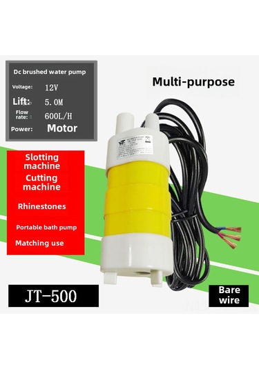 Springsun 12v Dc Mikro Dalga Pompa, 5m Yüksek Lifter, 10l/dk Debi, Direkt Tip, Su Altı Çalışma, Dayanıklı Ekipman Siyah Kablolu Sarı Pompa