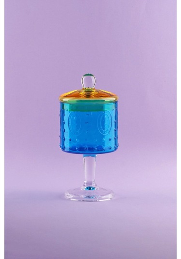 Glore Kavanoz Fleur Ayaklı Turkuaz Sarı 83323 Çok renkli